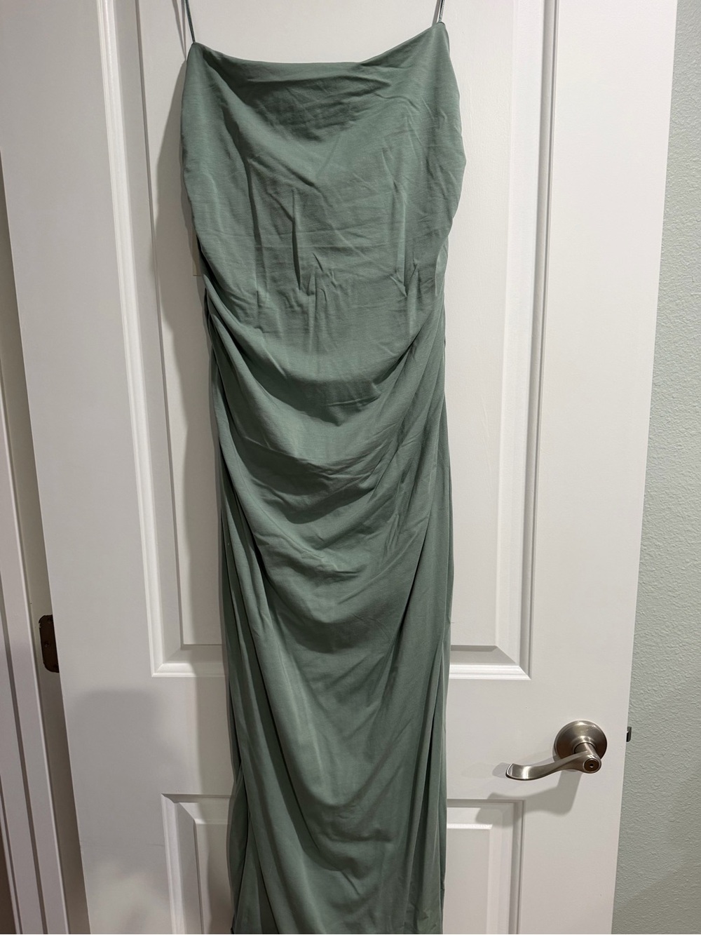 Abercrombie & Fitch Sage Green Draped Strapless Maxi Dress NWT